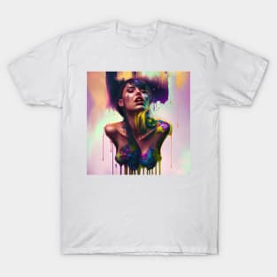 Elegantly Wasted - Emotionally Fluid Collection - Psychedelic Paint Drip Portraits T-Shirt